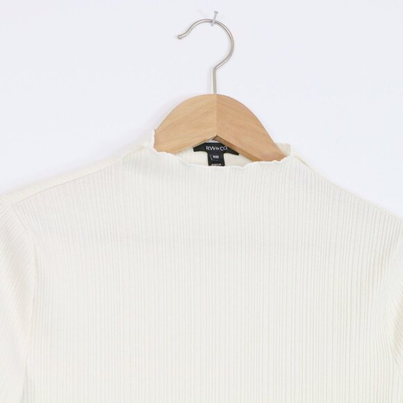 *RW&CO Mockneck White Ribbed Long Sleeve - Picture 3 of 6